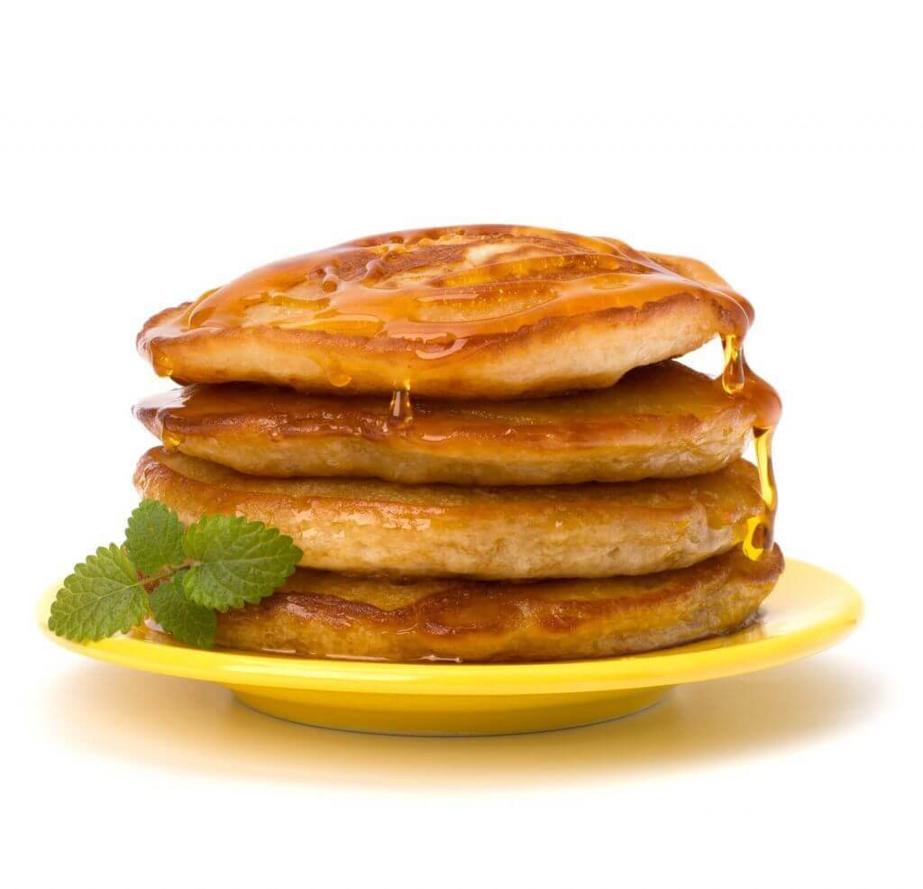 Pankcakes-on-yellow-plate